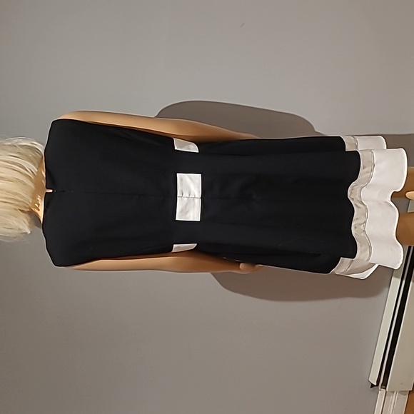Calvin Klein black fit and flare dress ith taule and white stripes size 12 - Picture 5 of 6